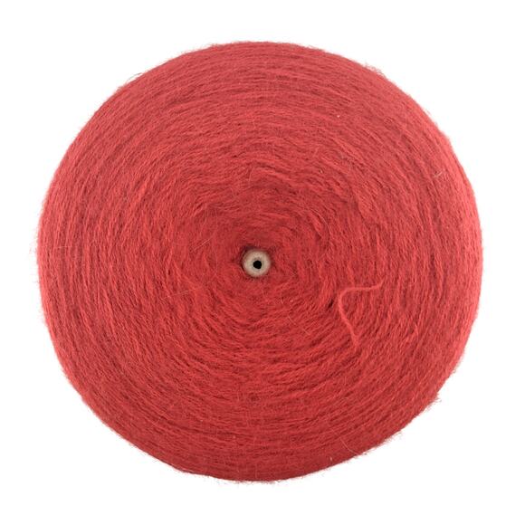 Very Large Red Wool Crochet Thread Cone Vintage Lace Knitting Crochet - Picture 2 of 5